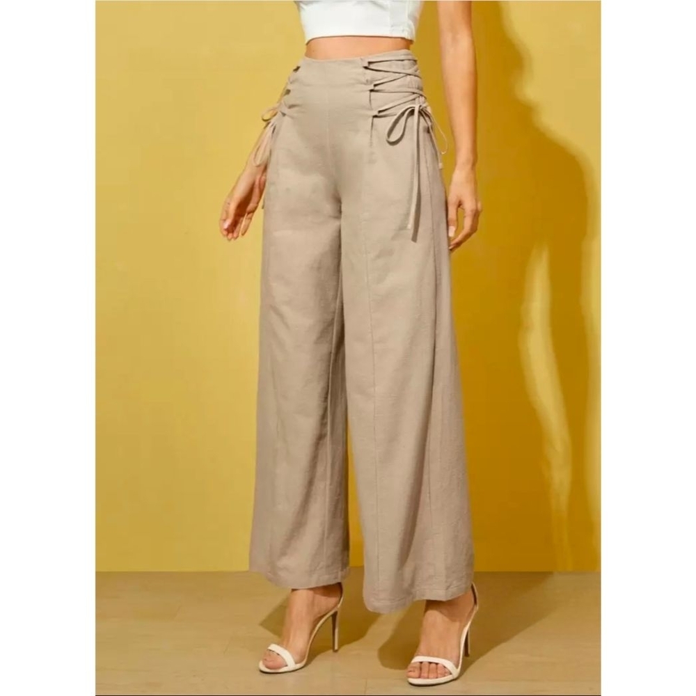 Shein High Waist Lace Up Wide Leg Pants